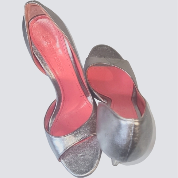Judith Leiber Women's Silver Leather Open Toes 4" Stiletto Heels Size 7B - Picture 6 of 12